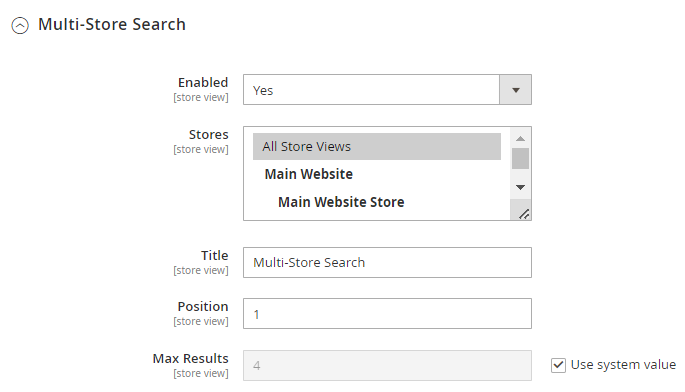 magento 2 advanced search multi store search