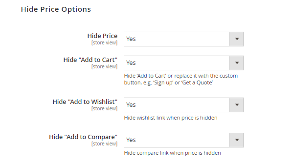 magento 2 request a quote hide price settings 1